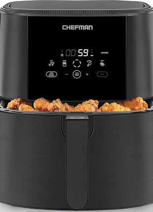 Chefman TurboFry Touch Air Fryer, 8-Quart Family Size, One-Touch Digital Controls for Healthy Cooking, Presets for French Fries, Chicken, Meat, Fish, Nonstick Dishwasher-Safe Parts, Black