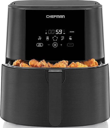 Chefman TurboFry Touch Air Fryer, 8-Quart Family Size, One-Touch Digital Controls for Healthy Cooking, Presets for French Fries, Chicken, Meat, Fish, Nonstick Dishwasher-Safe Parts, Black