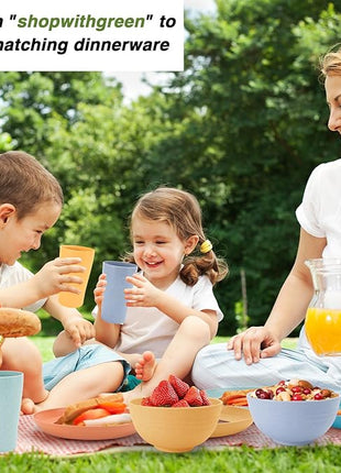 Wheat Straw Cup Set of 8, Reusable Plastic Drinking Cups for Kitchen, Camping, Unbreakable Drinking Glasses Set, BPA Free Water Tumblers for Milk, Coffee, Juice, Dishwasher & Microwave Safe, 12oz