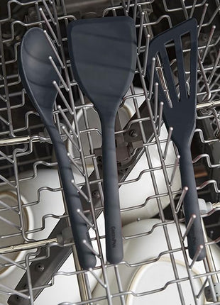 GreenPan Silicone 5 Piece Cooking Utensil Set, Slotted & Solid Spoon, Turner, Spatula, Whisk, Flexible Nonstick Kitchen Tools, Steel Core, Heat-Resistant Anti-Slip Handle BPA-Free Dishwasher Safe Gray