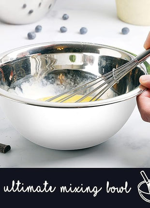 WHYSKO Meal Prep Stainless Steel Mixing Bowls Set, Home, Refrigerator, and Kitchen Food Storage Organizers | Ecofriendly, Reusable, Heavy Duty (White)