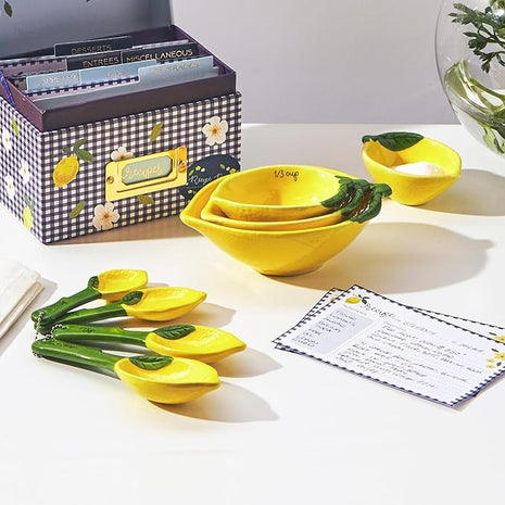 Lemon Ceramic Spoons Set: Lemon Shaped Measuring Spoons: 1 Tablespoon, 1 Teaspoon, 1/2 Teaspoon and 1/4 Teaspoon
