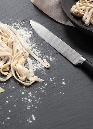 Ginsu Chikara Series Forged 8-Piece Japanese Knife Set, Black - Premium Cutlery Set with 420J Stainless Steel Kitchen Knives and Bamboo Block