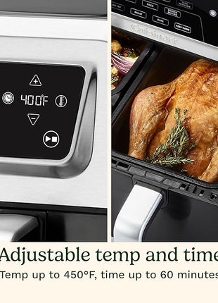 Cuisinart Dual Basket Air Fryer, 2-4.25 QT Baskets, Total 8.5 QT, 4 Functions Air Fry, Roast, Bake and Keep Warm, Features Sync Finish and Sync Settings, Toss Reminder, Auto Warm Mode and Auto-Pause