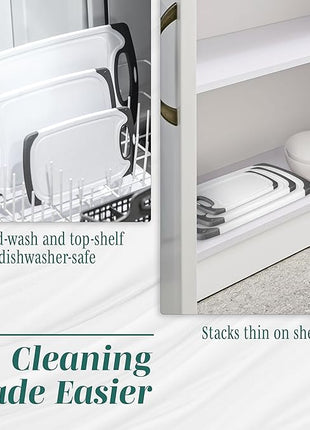 Cutting Boards for Kitchen - BPA-Free Chopping Board - Different Sizes & Non Slip Handles - Reversible, Large Cutting Board Set - Unique Gifts for Cooks Who Have Everything - 3-Pack Black