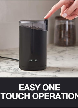 KRUPS Precision Electric Coffee Grinders, 3 oz Capacity, 200W Motor, Stainless Steel Blades for Uniform Grinding of Beans, Herb and Nuts, Coffee and Spice Grinder Electric, (Black)