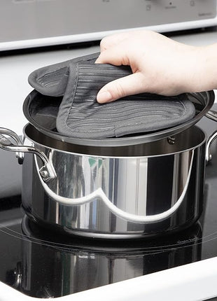 All-Clad Premium Pot Holder & Hot Pad: Heat Resistant to 500 Degrees - 100% Cotton, 10""x6.25"" Hot Pad for Kitchen and Barbeque, (1-Pack), Pewter