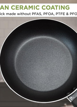 Ecolution Easy Clean Ceramic Nonstick Cookware Set, Dishwasher Safe Kitchen Pots and Pans Set, Comfort Grip Handle, Even Heating, Ultimate Food Release, 26-Piece, Red