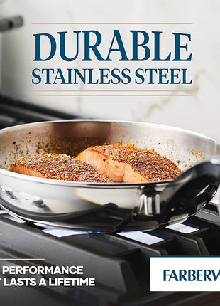 Farberware Classic Stainless Steel Frying Pan Set / Fry Pan Set / Stainless Steel Skillet Set - 8.25 Inch and 10 Inch, Silver