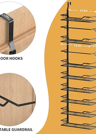 Moforoco 8-Tier Over The Door Pantry Organizer, Pantry Organization and Storage, Black Hanging Basket Wall Spice Rack Seasoning Shelves, Home & Kitchen Laundry Room Bathroom Essentials accessories