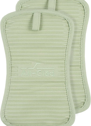 All-Clad Premium Pot Holder & Heating Pad, (2-Pack) Heat Resistant to 500 Degrees, 100% Cotton 10"x6.25" for Kitchen and Barbeque, Fennel