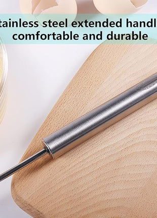 Newness Egg Whisk, [2 Pack 10in & 12in] Stainless Steel Hand Push Whisk Blender for Home - Versatile Tool for Egg Beater, Milk Frother, Hand Push Mixer Stirrer - Kitchen Utensil for Blending, Whisking