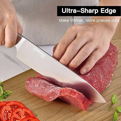 Professional Chef Knife Set Sharp Knife, German High Carbon Stainless Steel Kitchen Knife Set 3 PCS-8" Chefs Knife &7" Santoku Knife&5" Utility Knife, Knives Set for Kitchen