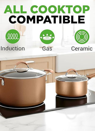 NutriChef 20-Piece Pots and Pans Set Non Stick – Induction Cookware Set, PFAS-Free Nonstick Cookware for All Cooktops, Includes Bakeware & Kitchen Utensils