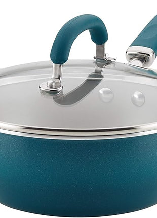 Rachael Ray Create Delicious Nonstick Saute/All Purpose Pan with Lid, 3 Quart - Teal Shimmer, teal shimmer blue