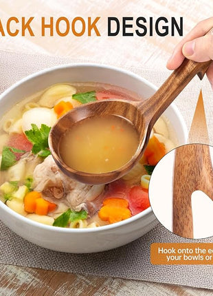 Wooden Spoons for Cooking, Wooden Utensils for Cooking Natural Teak Wooden Kitchen Utensils Set Comfort Grip (3 PCS)