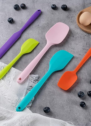 Silicone Spatula Set, 5 Piece Food Grade Rubber Spatulas for Baking, Cooking, and Mixing High Heat Resistant Non Stick Dishwasher Safe BPA-Free (Multicolor)