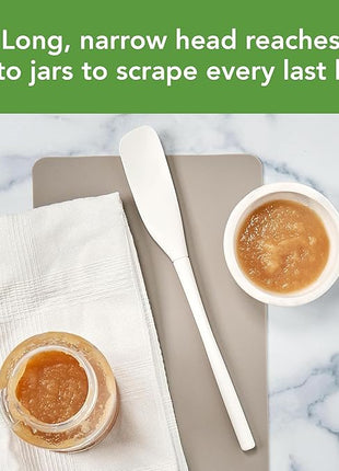 Tovolo Flex-Core Silicone Spatula Jar Scraper, White - Long-Handled Rubber Spatula with Angled Head for Scooping & Scraping - Heat-Resistant Spatulas for Kitchen Use, Dishwasher Safe & BPA-Free