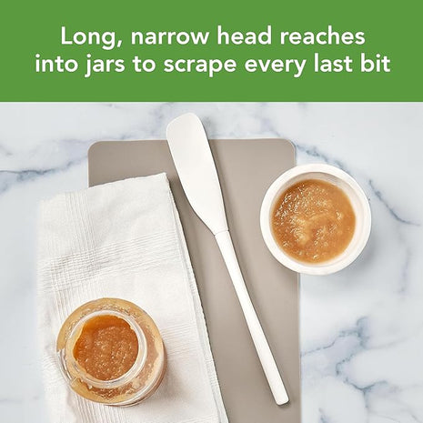 Tovolo Flex-Core Silicone Spatula Jar Scraper, White - Long-Handled Rubber Spatula with Angled Head for Scooping & Scraping - Heat-Resistant Spatulas for Kitchen Use, Dishwasher Safe & BPA-Free