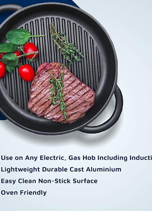 The Whatever Pan Cast Aluminum Griddle Pan for Stove Top - Lighter than Cast Iron Skillet Pancake Griddle with Lid - Nonstick Stove Top Grill 10.6" Diameter by Jean Patrique