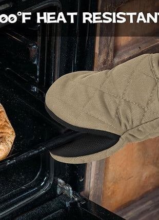 Oven Mitts and Pot Holders Set, Pack of 4, Heat Resistant Silicone Kitchen Mini Oven Mittens for 500 Degrees, Mini Oven Gloves and Hot Pads for Baking Grilling Barbecue Microwave Machine Washable