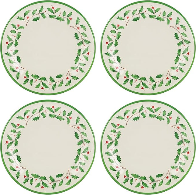 Lenox 863669 Holiday 4-Piece Melamine Dinner Plate Set, Christmas Dinnerware, Hosting