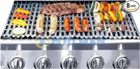 Clean Grill BBQ Disposable Aluminum Liners | 12 x 20 inch/Disposable Grill Grates - 8-Pack & 12-Pack (8)