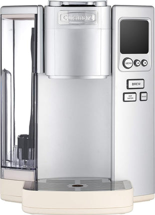 Cuisinart Coffee Maker, Single Serve 72-Ounce Reservoir Coffee Machine, Programmable Brewing & Hot Water Dispenser, Stainless Steel, Cream