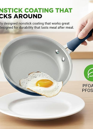 NutriChef Professional 20 Pc Kitchen Set in Navy Blue - Durable Non-Stick Pots and Pans with Bakeware, Compatible with Any Cooktop, Easy Clean