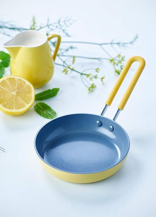 GreenPan Mini Healthy Ceramic Nonstick, 5" Round Egg Pan, PFAS-Free, Dishwasher Safe, Stay Cool Handle, Yellow