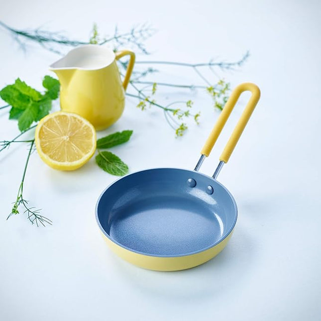 GreenPan Mini Healthy Ceramic Nonstick, 5" Round Egg Pan, PFAS-Free, Dishwasher Safe, Stay Cool Handle, Yellow