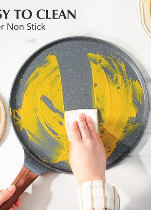 SENSARTE Nonstick Crepe Pan, Swiss Granite Coating Dosa Pan Pancake Flat Skillet Tawa Griddle 12-Inch with Stay-Cool Handle, Induction Compatible