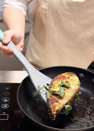 To encounter 5 Pieces Silicone Spatula Set, Non-Stick Silicone Turner Spatulas, Heat Resistance Cooking Utensils, Flip Turner for Fish, Egg, Pancake,Dishwasher Safe, Light Grey