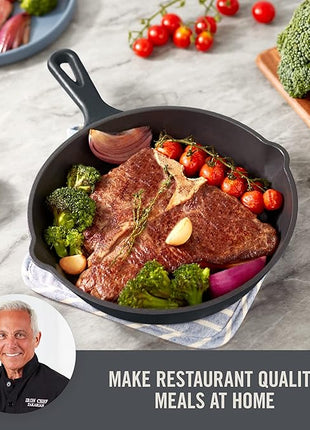 DASH Zakarian 9.5" Nonstick Cast Iron Skillet with Pour Spouts for Searing, Baking, Grilling, Roasting and More - Black (Pack of 4)