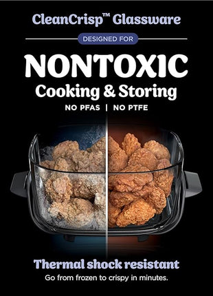 Ninja | Air Fryer | Crispi 4-in-1 Portable Cooking System | 4QT & 6 Cup Glass Containers, Crisper Plates & Storage Lids Included | Microwave, Freezer & Dishwasher Safe | Frosted Lilac | FN101PR