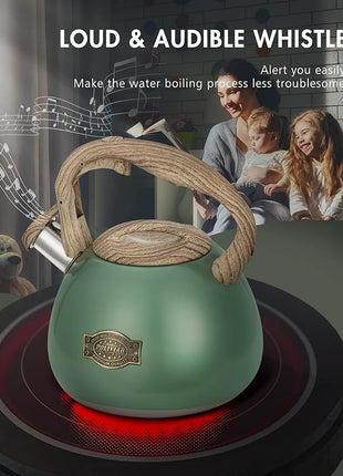 POLIVIAR Tea Kettle, 2.7 Quart Stovetop Tea Kettle, Audible Whistling Teapot, Food Grade Stainless Steel for Anti-Rust, Anti Hot Handle, Suitable for All Heat Sources (JX2022-MN30)