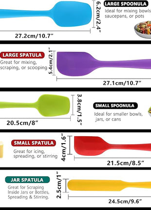 Anaeat Silicone Spatula Set of 5 - Seamless One-Pieces Design, Non-Stick Rubber Spatulas BPA Free Kitchen Scraper Flexible for Easy Baking, Cooking, Scraping & Mixing, Heat Resistant & Dishwasher Safe