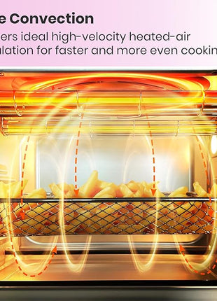 VAL CUCINA Retro Style Infrared Heating Air Fryer Toaster Oven, Extra Large Countertop Convection Oven 10-in-1 Combo, 6-Slice Toast, Enamel Baking Pan Easy Clean with Recipe Book, Classic Pink Color