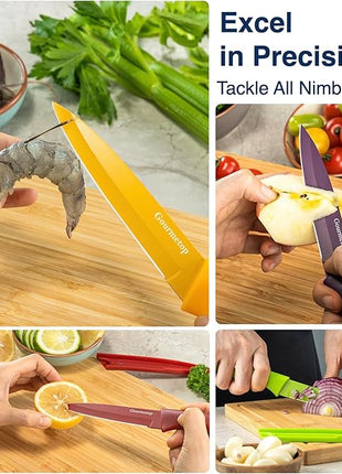 Paring Knife with Cover, Paring Knives Set of 4, 4.5" Paring Knife Set of Premium Stainless Steel, Small Kitchen Knife Set for Fruit and Vegetable, Ergonomic Knife Handles for Versatility