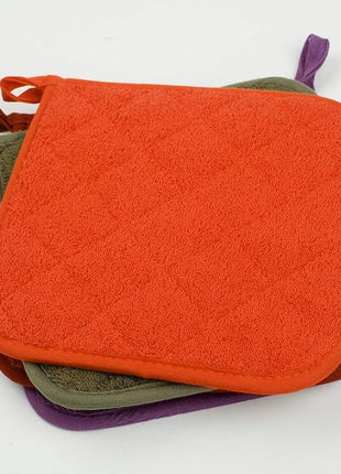 100% Cotton Kitchen Everyday Basic Terry Pot Holder Heat Resistant Coaster Potholder for Cooking and Baking Set of 5 Orange
