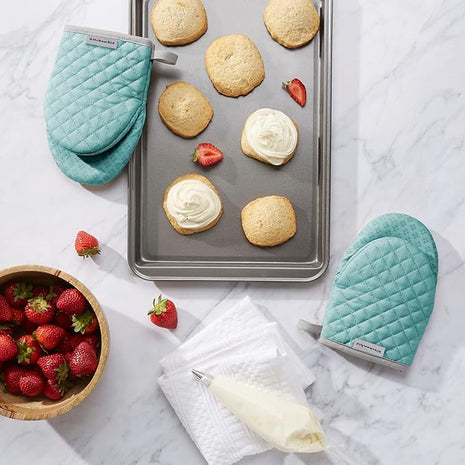 KitchenAid Asteroid Mini Oven Mitt Set, 5.5"x8", Aqua, 2 Piece