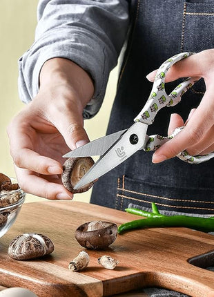 Linoroso Kitchen Scissors Heavy Duty Kitchen Shears with Magnetic Holder Made with Japanese Steel 4034, Multipurpose Ultra Sharp Cooking Scissors for Meat/Vegetables/BBQ/Herbs/Pizza (Graphic,Tiger)