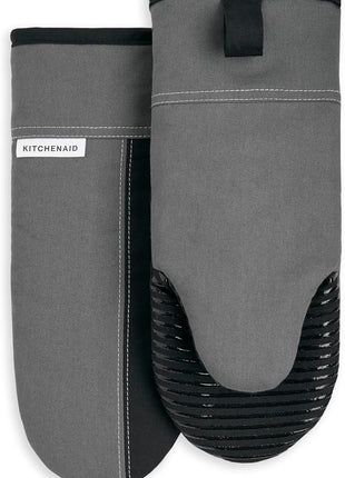 KITCHENAID Beacon Two-Tone Oven Mitt 2-Pack Set, Contour Silver/Matte Black, 5.75"x13"