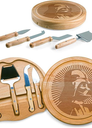 PICNIC TIME Star Wars Darth Vader Circo Cheese Board & Knife Set, Charcuterie Board Gift with 4 Stainless Steel Tools, Wooden Cutting Board for Cheese, Meat & Crackers, Housewarming (Parawood)