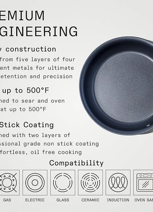 Made In Cookware - ProCoat 12" Non Stick Frying Pan (Graphite) - 5 Ply Stainless Clad Nonstick - Professional Cookware - Crafted in Italy - Induction Compatible
