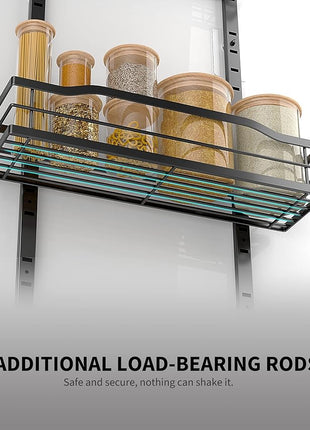 Moforoco 6-Tier Over The Door Pantry Organizer, Pantry Organization and Storage, Black Hanging Basket Cabinet Door Wall Spice Rack Shelves, Home & Kitchen Laundry Room Bathroom Essentials accessories