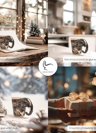 IYARA CRAFT 3D Elephant Mug 11oz – Handcrafted Ceramic Coffee Cup with Sculpted Elephant Handle, Microwave & Dishwasher Safe, Unique Wildlife Gift for Animal Lovers, Women, Christmas & Holiday Gifts