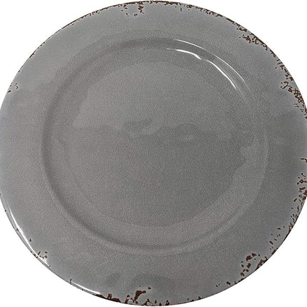 Gianna's Home 12 Piece Rustic Farmhouse Melamine Dinnerware Set, Service for 4 (4 Piece Dinner Plates, Gray)