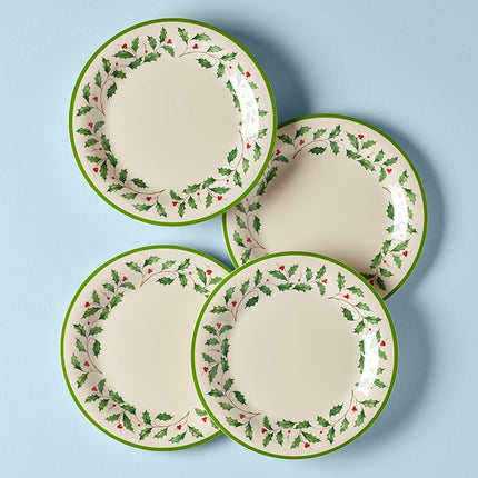 Lenox 863669 Holiday 4-Piece Melamine Dinner Plate Set, Christmas Dinnerware, Hosting (Pack of 4)
