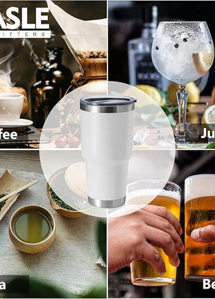 HASLE OUTFITTERS 30oz Stainless Steel Tumbler, Double Wall Vacuum Insulated Travel Mug Tumbler, Durable Insulated Coffee Mug, Gift Box Set (White, 1)